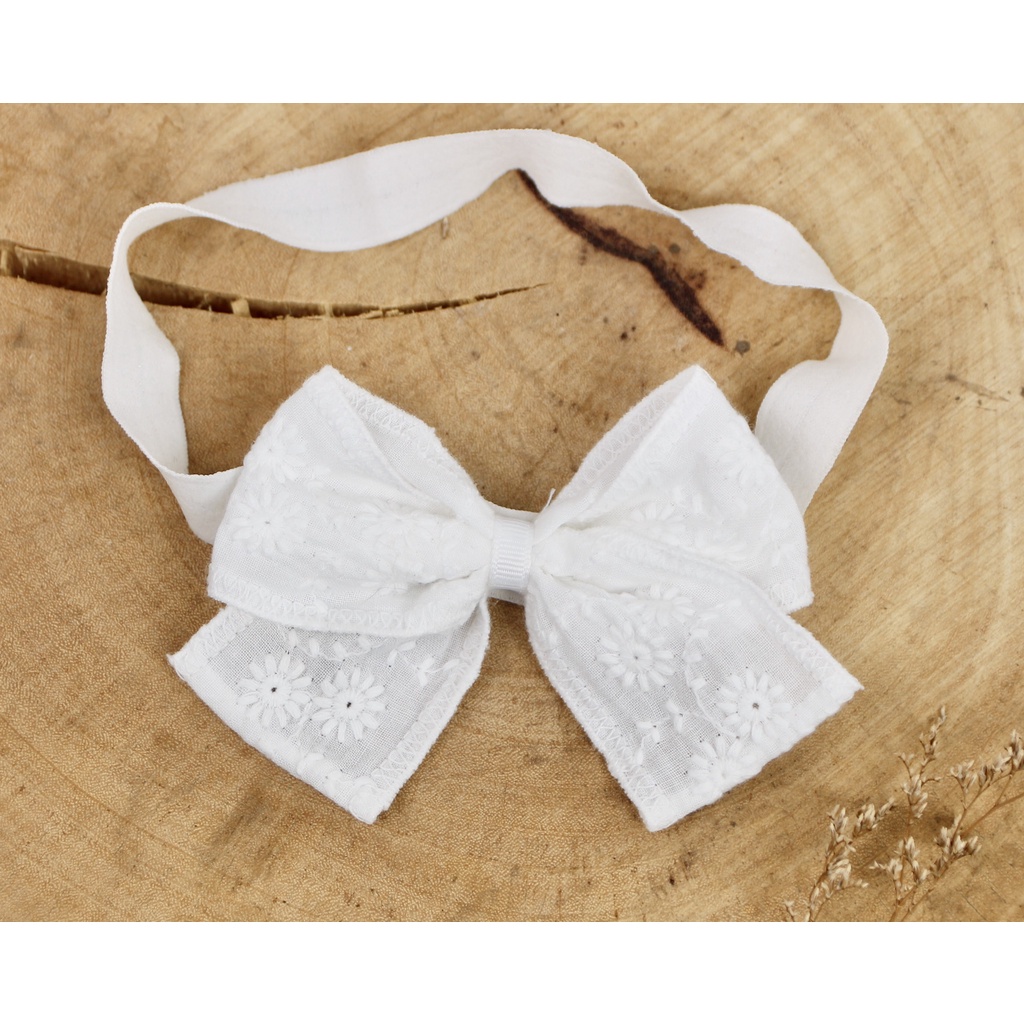 Mẫu nơ ren boi thêu Vintage dịu nhẹ cho da bé - Turban, bờm hay kẹp - Đủ kích cỡ cho bé từ 0 tháng tuổi.