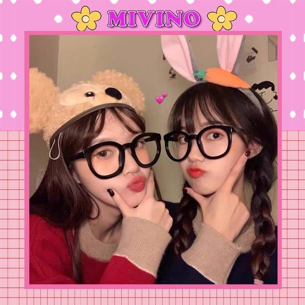 Mắt kính không tròng Mivino gọng kính đen nam nữ thời trang KM24