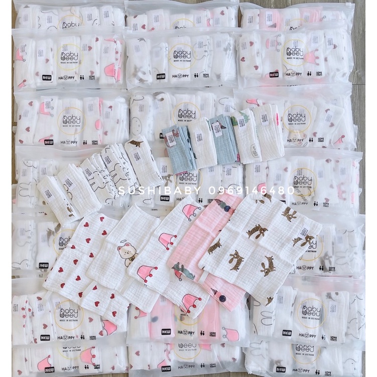 Set 5 khăn mặt xô muslin Baby Bee