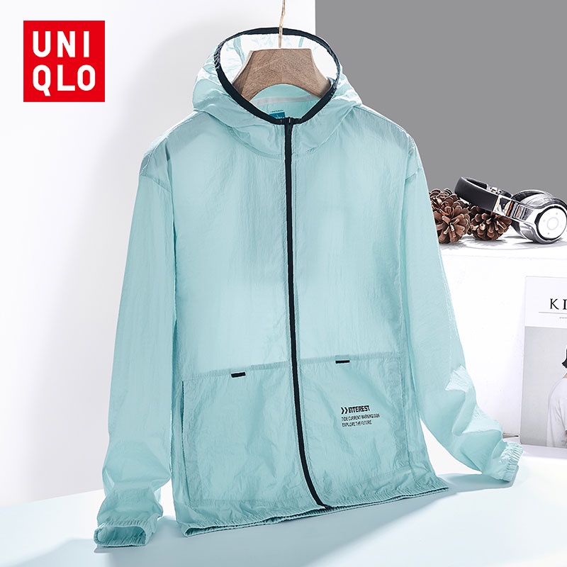 Uniqlo Áo Khoác Thể Thao Chống Nắng/Gió Thoáng Khí Nhanh Khô Có Mũ Trùm Cho Nam Nữ