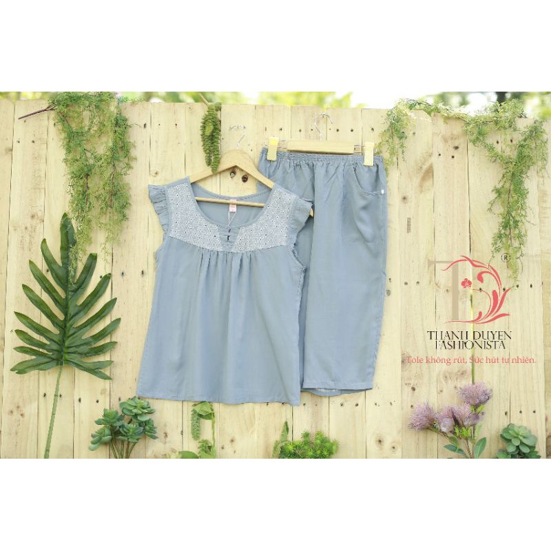 Bộ Tole màu thun thêu 2 con đỉa, tay cánh tiên dịu dàng - 2410CTL