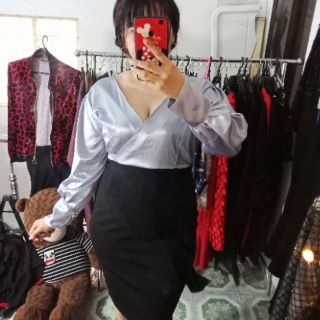 Đầm lụa đắp cheo tay dài big size
