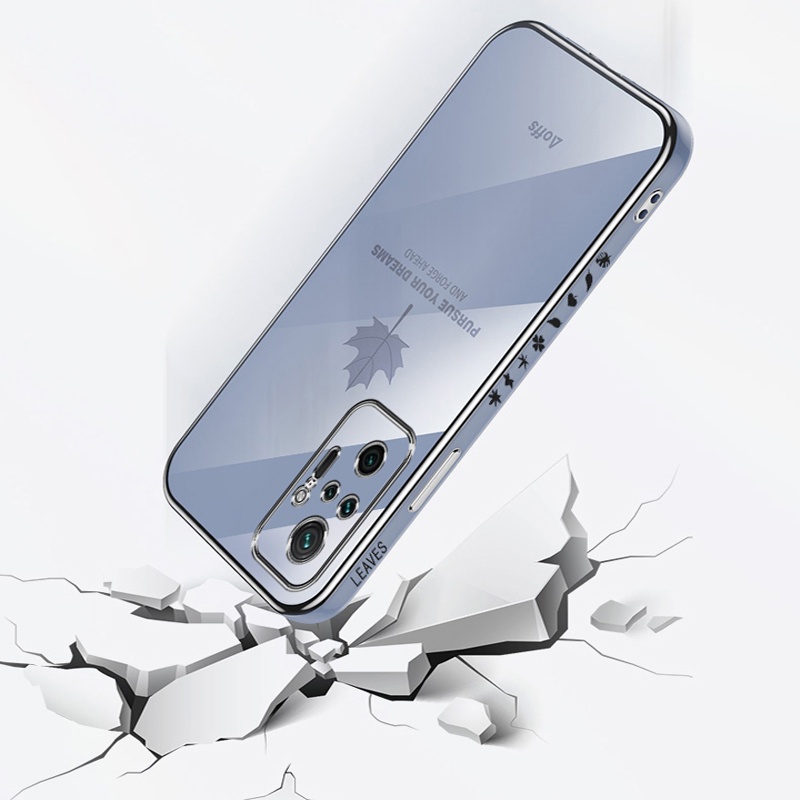 Ốp Điện Thoại Viền Vuông Mềm Họa Tiết Lá Phong Hoạt Hình 6D Cho Xiaomi Redmi Note 10 10S 9S 8 Pro 7