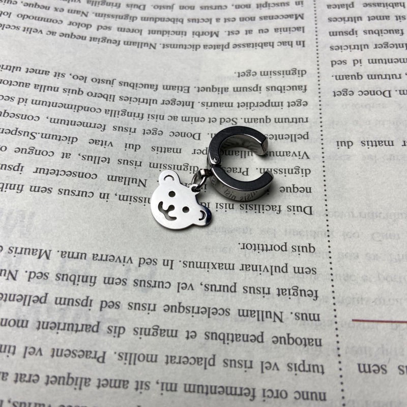 Bông Tai Hình Gấu Bằng Thép Titan Không Phai Màu Phong Cách Hip Hop 23466 Thời Trang Cho Nam Và Nữ