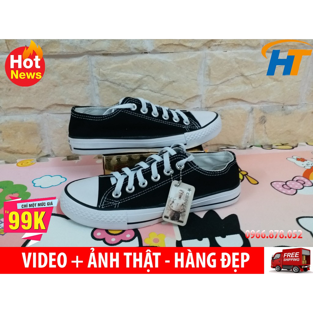 ⚡[ Có clip ] Giày ulzzang cv classic đen trắng thấp