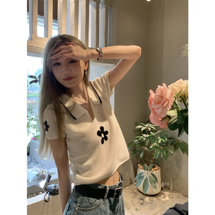 HUANG YOYO Áo Thun Ngắn Tay Cổ Tròn Thời Trang Hàn Cho Nữ