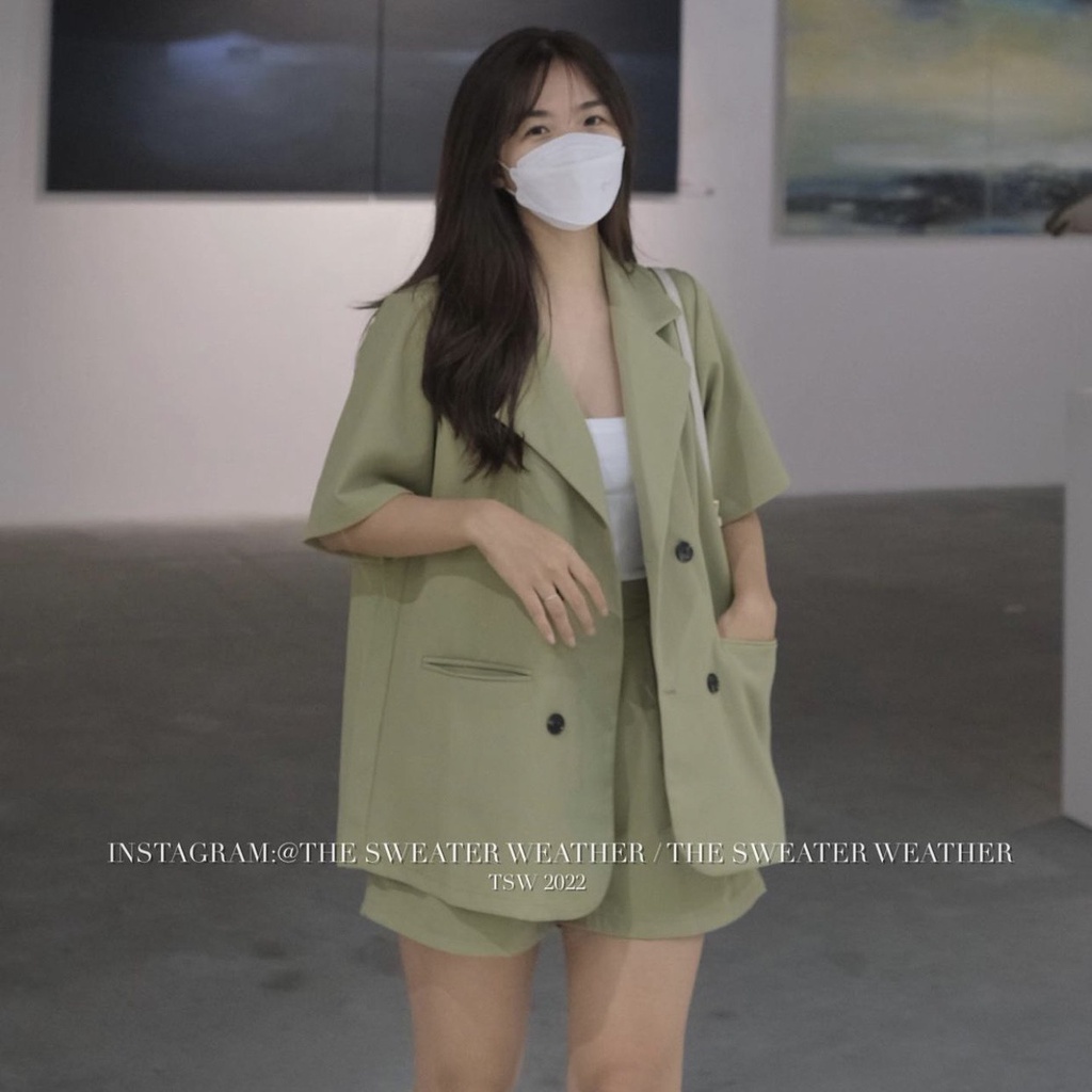 Set áo vest trơn basic cộc tay kèm quần short form oversize nhiều màu Rosie Dream Shop