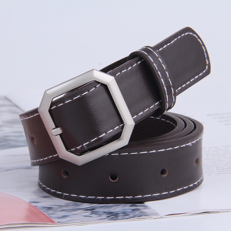 Thắt Lưng Nữ Khóa Vuông Màu Vàng/Bạc Thời Trang Hàn Quốc