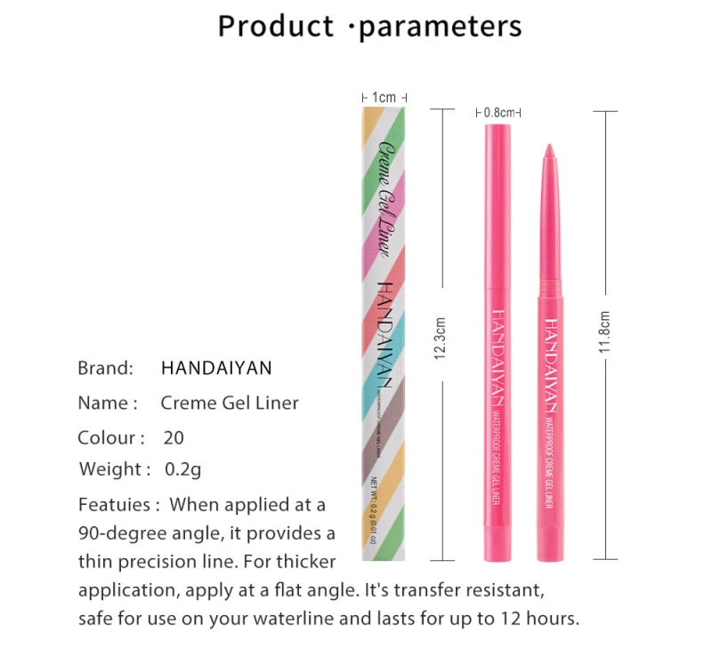 [Hàng mới về] Bút kẻ mắt gel chống thấm nước và mồ hôi trang điểm chuyên nghiệp lâu trôi với 20 màu tùy chọn | BigBuy360 - bigbuy360.vn