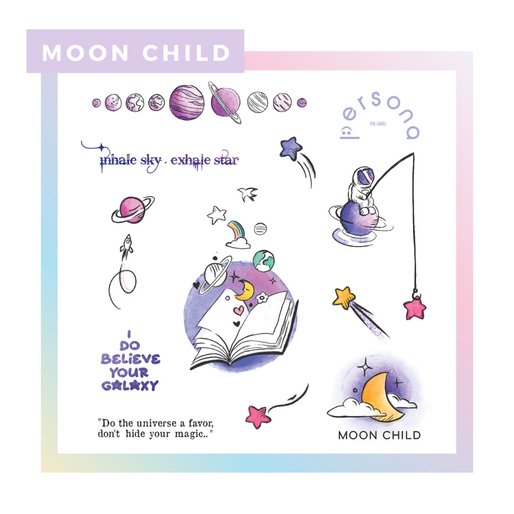 Set hình xăm dán tạm thời Moon Child