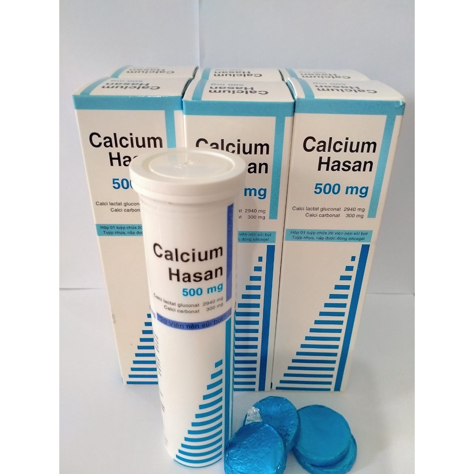 CALCIUM HASAN 500 MG Tub 20 viên sủi bổ sung Canxi cho cơ thể, hỗ trợ trong trường hợp loãng xương, còi xương