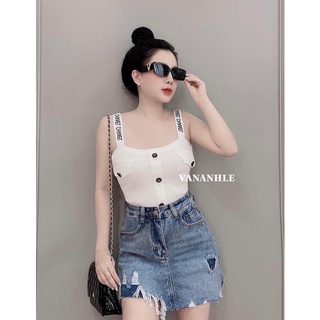 Áo len 2 dây mix nắp túi mix hàng khuy cúc Quảng Châu