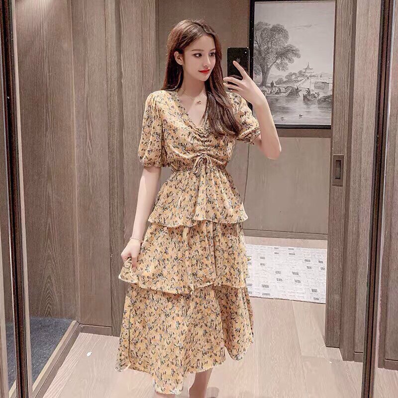 Đầm voan hoa 3 tầng⚡ ⚡ GIÁ RẺ⚡ ⚡ đầm voan hoa nhí đẹp chất liệu voan hoa thoáng mát👗👗 có thể sử dụng đi chơi dạo phố👗👗