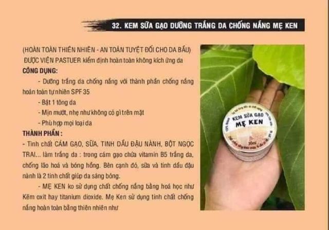 Kem sữa gạo Mẹ Ken