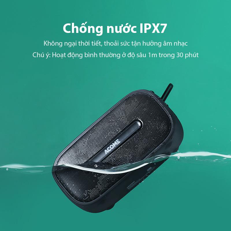 Loa Bluetooth mini 5.0 ACOME A8 5W chống nước chuẩn IPX7 hỗ trợ thẻ nhớ SD cổng AUX True wireless stereo - Chính hãng