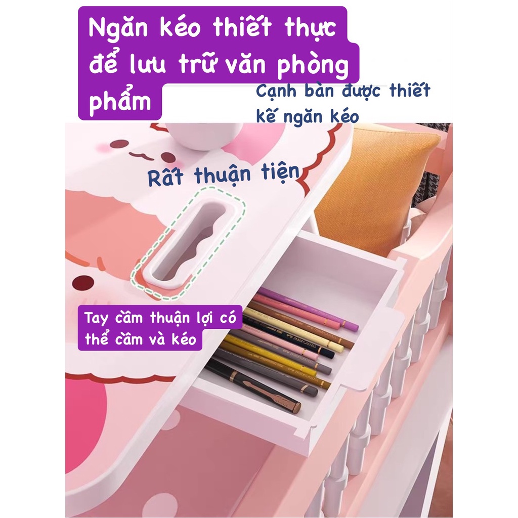 Bàn học gấp gọn - Bàn học thông minh cao cấp có khe cắm ipad, hộc bàn, chỗ để cốc nước dễ thương cho bé có hình thật | BigBuy360 - bigbuy360.vn