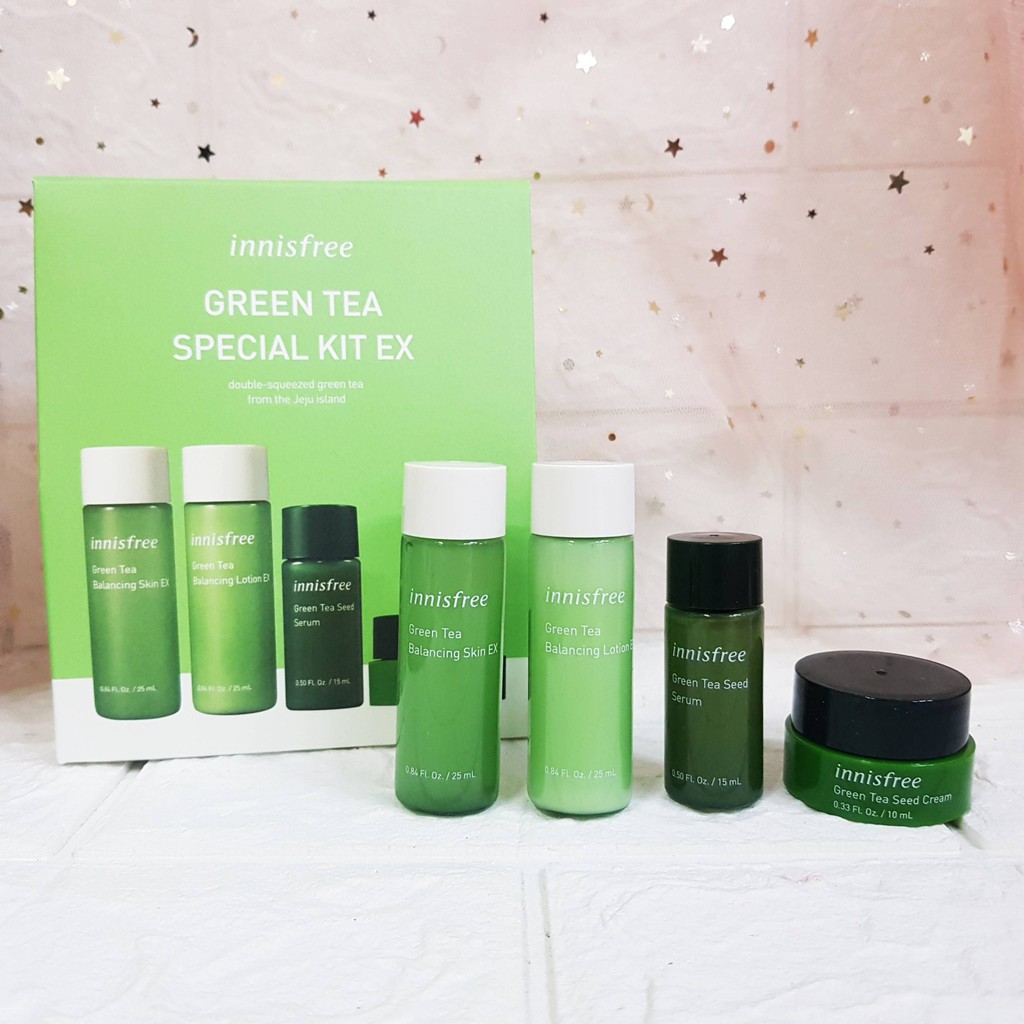 Bộ Dưỡng Da Trà Xanh 4 Món Innisfree Green Tea Special Kit EX phù hợp với mọi làn da