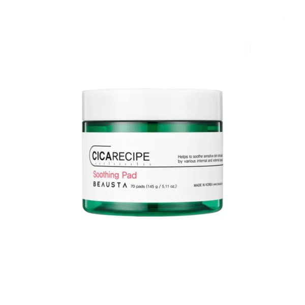 Toner Pad làm dịu da chiết xuất rau má Beausta Cicarecipe Soothing Pad 70 miếng