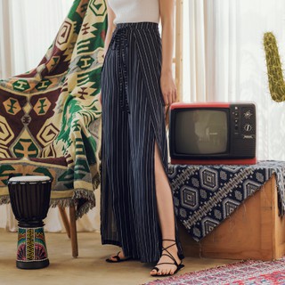 Quần boho ống rộng xẻ