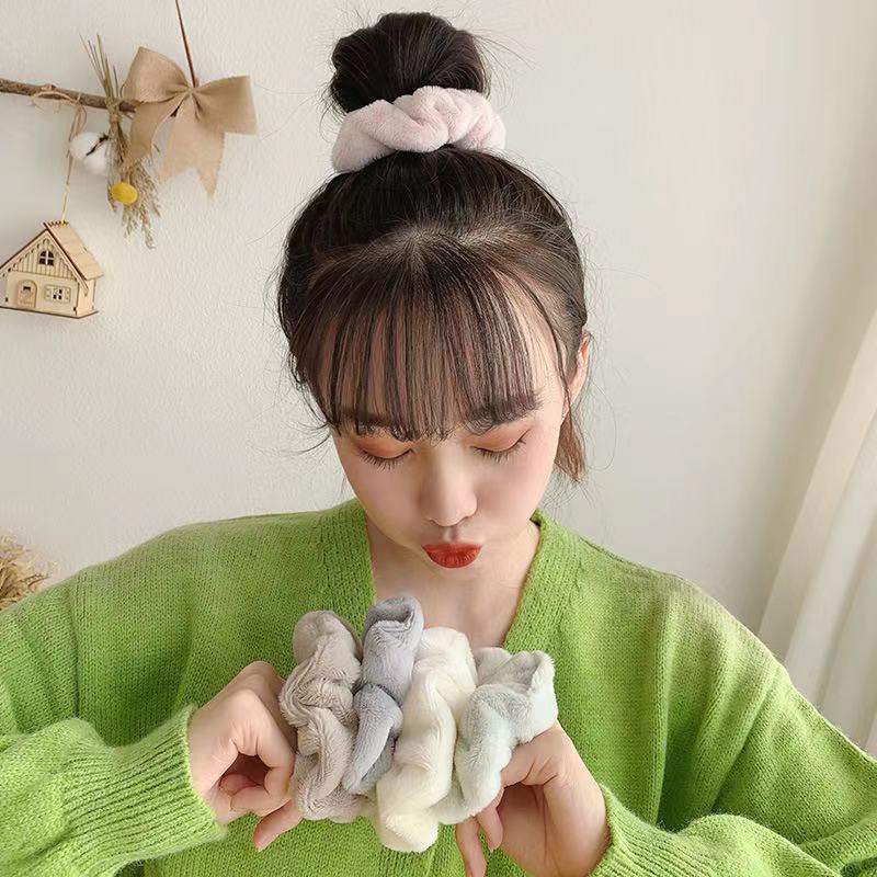Dây buộc tóc vải lông mềm mại phong cách Hàn Quốc dễ thương dành cho nữ