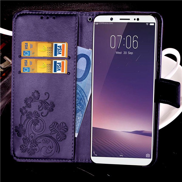 VIVO V5 V5s V7 Plus V9 V15 Pro Y83 Y85Casing Model Dompet Lipat Bahan Kulit PU dengan Slot Kartu/SY