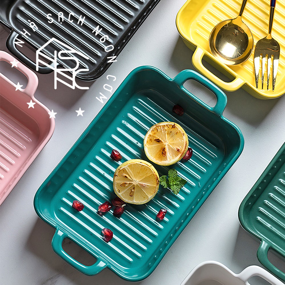 Đĩa nướng gốm có quai phong cách Bắc Âu SIYUE SY1436 (màu ngẫu nhiên)