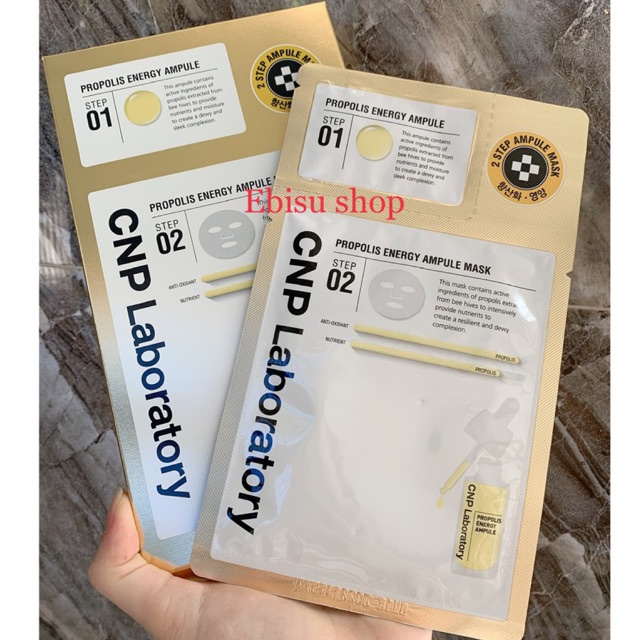 Hộp 5 miếng mặt nạ keo ong tái tạo da 2 trong 1 CNP Laboratory Propolis Energy Ampule Mask- 𝗘𝗯𝗶𝘀𝘂 𝗰𝗼𝘀𝗺𝗲𝘁𝗶𝗰𝘀