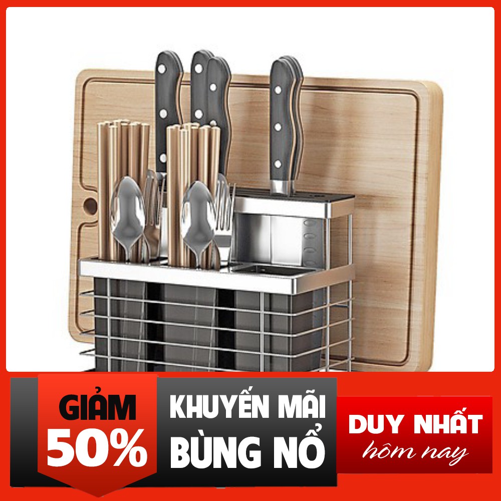 Kệ đựng đũa muỗng dao thớt 3 trong 1 HOBBY KDMT Inox 304 khay nhựa cao cấp