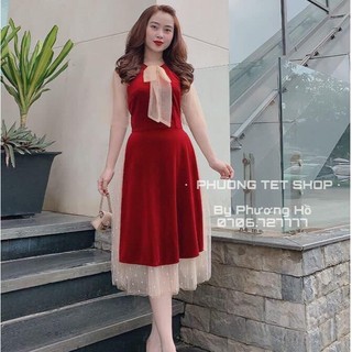 Áo Dài Nhung Cách Tân Chân Váy liền