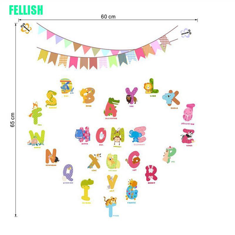 Miếng Dán Tường Hình Chữ Cái Và Động Vật Hoạt Hình Dễ Thương Trang Trí Phòng Cho Bé