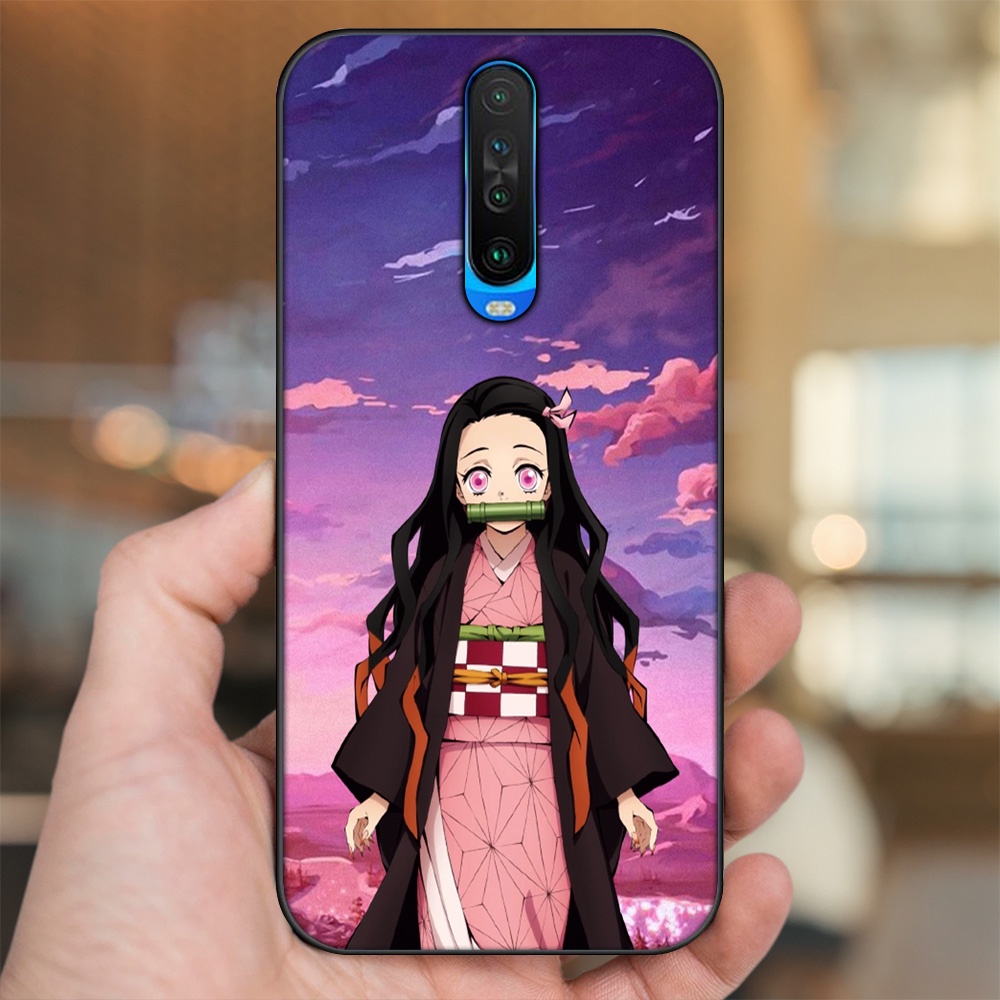 Ốp lưng Xiaomi K30 viền đen in hình Nezuko Kimetsu no Yaiba