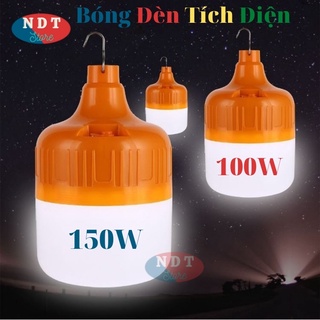 Bóng Đèn Tích Điện 150w 100w Siêu Sáng Có Móc Treo Tiện Lợi Loại 2 Pin