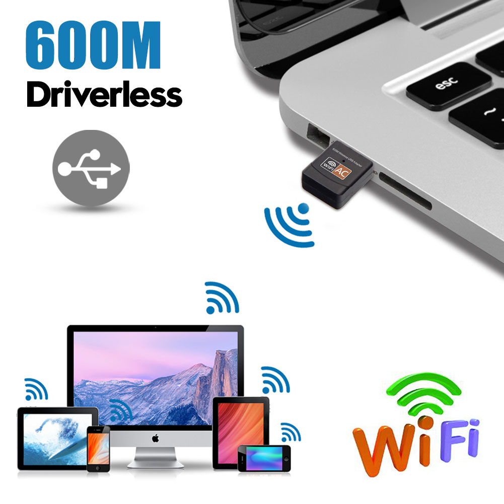 Bộ chuyển đổi Wifi USB Wifi 5Ghz Bộ điều hợp Wi-Fi USB AC 600Mbps Bộ điều hợp Wi-fi Băng tần kép