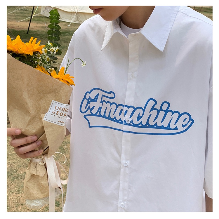 Áo Sơ Mi Trắng Unisex Cotton Thoáng Mát,Sơ Mi Nam Nữ In Hình Phong Cách Hàn Quốc | BigBuy360 - bigbuy360.vn