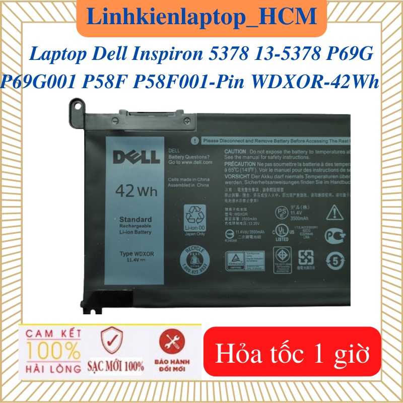 Pin WDXOR-Laptop Dell Inspiron 5378 13-5378 P69G P69G001 P58F P58F001--42Wh