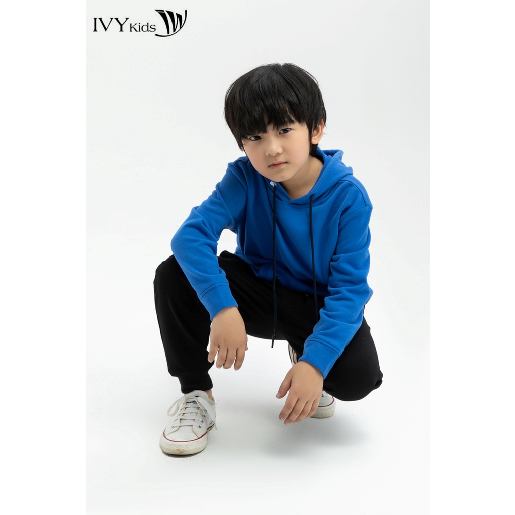 Áo hoodie trơn bé trai IVY moda MS 59K1185