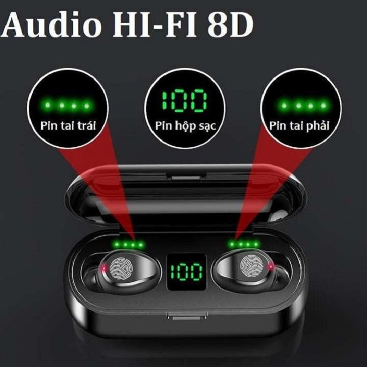 Chính Hãng âm thanh Nhật Bản nổi tiếng Tai nghe Bluetooth TWS F9 Nghe Nhạc Cảm Giác Êm Tai Chống Ồn Hiệu Quả