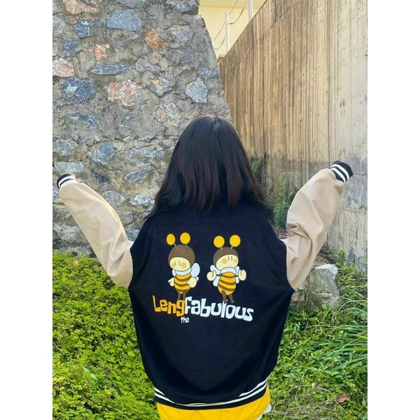 Áo khoác nhung, áo nhung bombo 2 chú ong vàng ma4558100 nam nữ cúc bấm sumisu shop