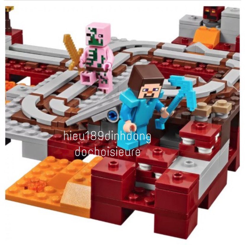Lắp ráp xếp hình non Lego Minecraft 21130 3D33 : Đường Sắt kiếm cúp kim cương Trong Hầm 434 mảnh