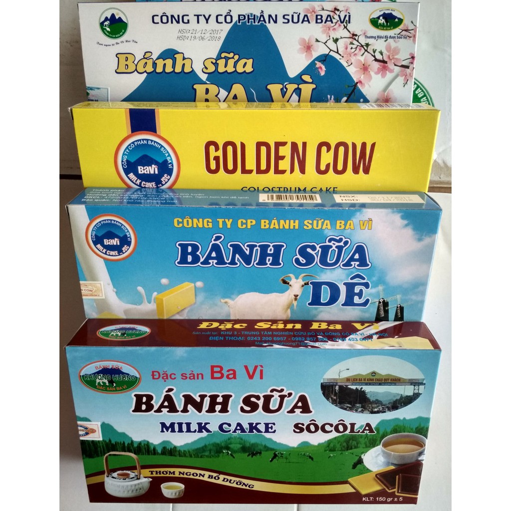 Combo 4 hộp bánh sữa ngon nhất (01 BS Dê 200gr + 01 BS bò Non 170gr + 01 BS socola 180gr+ 01 BS bò 180gr)