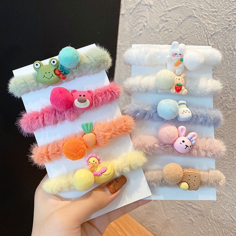 【kifli】Dây buộc tóc cao su vải lông nhung màu kẹo ngọt phong cách Hàn Quốc dễ thương