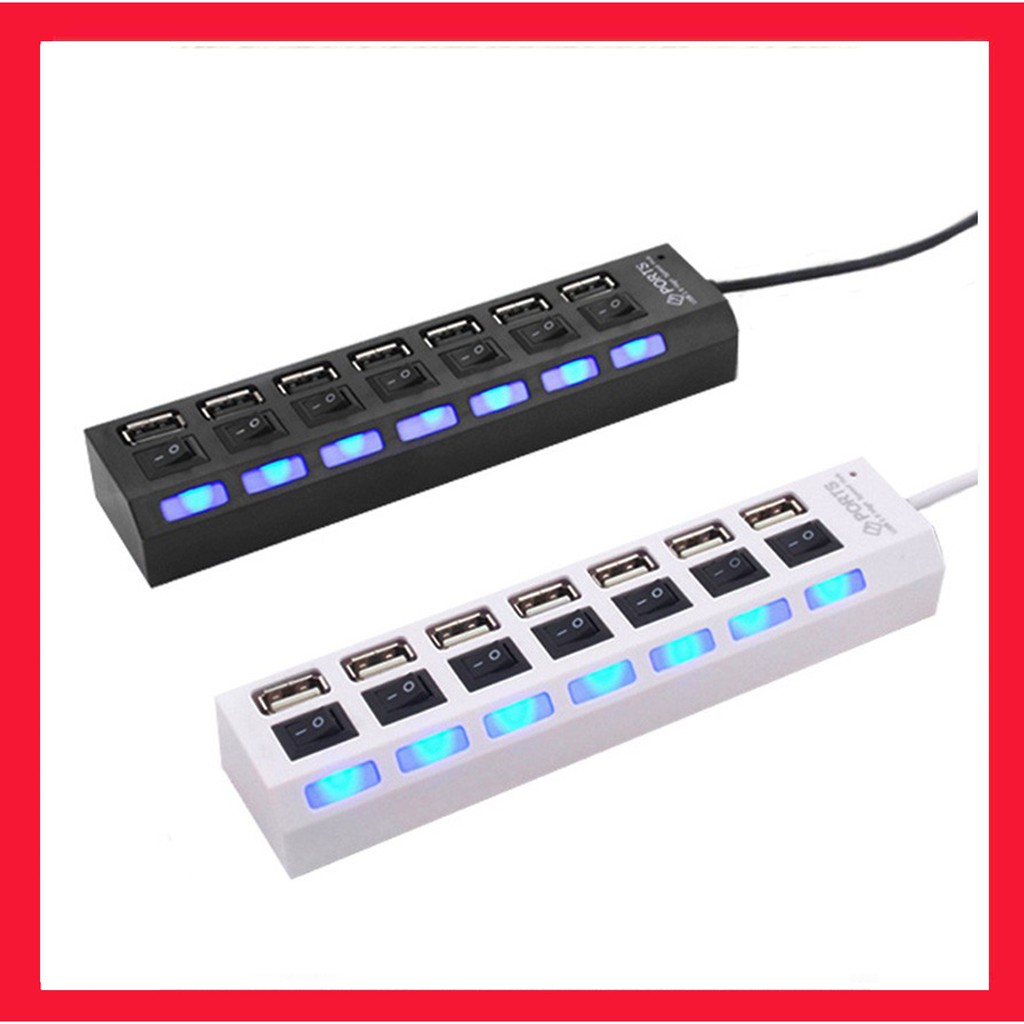 Hub chia usb 7 cổng có công tắc led