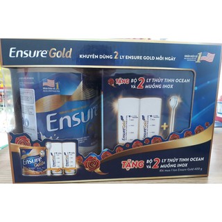 Ensure Gold hương Vani lon 400g tặng 2ly Ocean và 2 muỗng inox(HSD:25/05/2022)