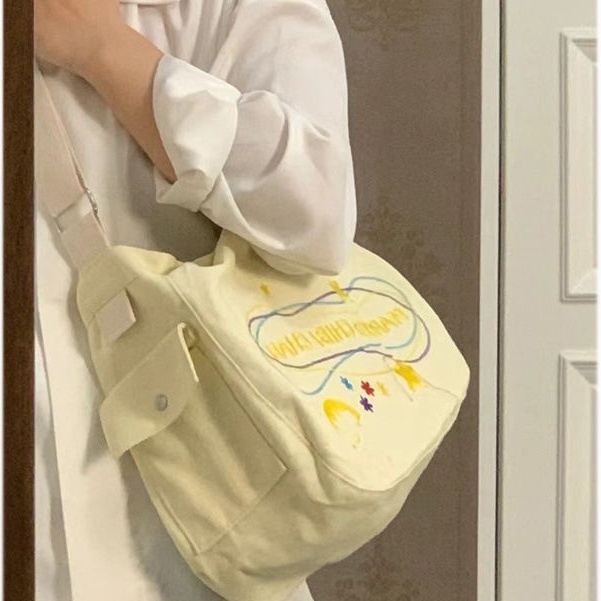 Túi Xách Tote Vải Denim Thêu Hình Cherry Phong Cách Mới 2022