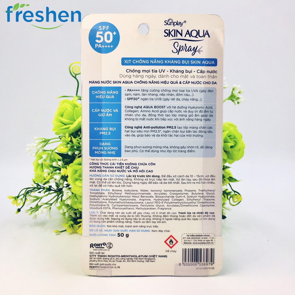 ✅ (CHÍNH HÃNG) Xịt chống nắng kháng bụi Sunplay Skin Aqua Anti Pollution Spray SPF50+ PA++++ 50g