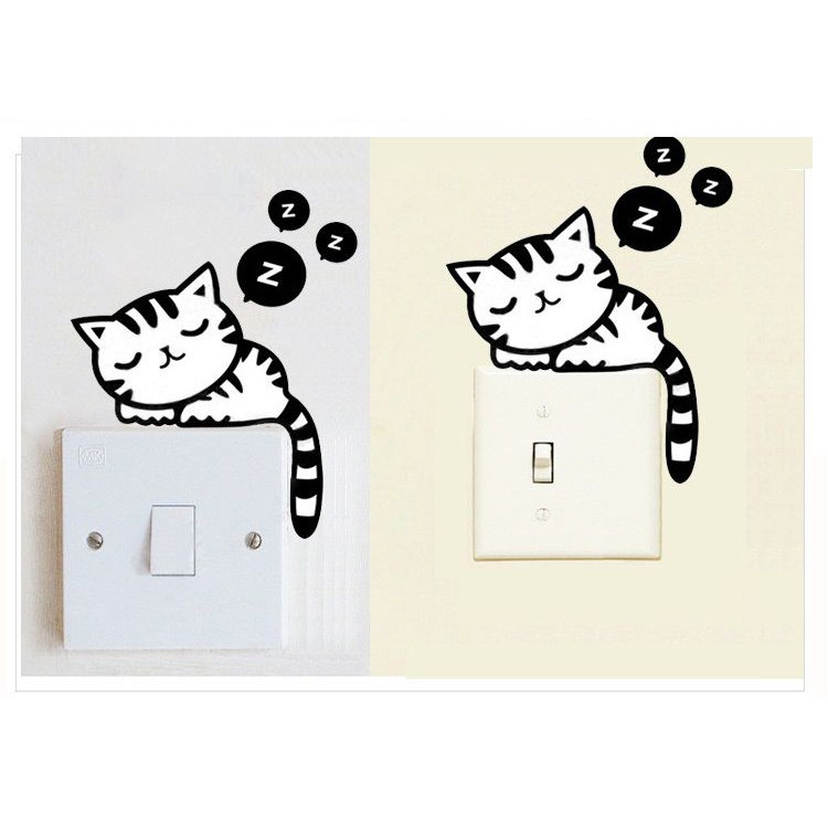 Decal dán tường 6 hình dán công tắc ngộ nghĩnh dễ thương - MSP DKN026