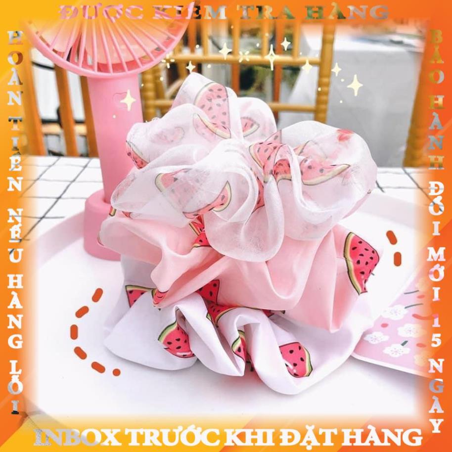 Cột tóc Scrunchies quả dưa hấu, dây buộc tóc vải Scunchies trái cây thachngoc