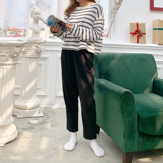 Quần baggy nhung tăm freesize form rộng cạp chun - Velvet Baggy - ufo.thebasic