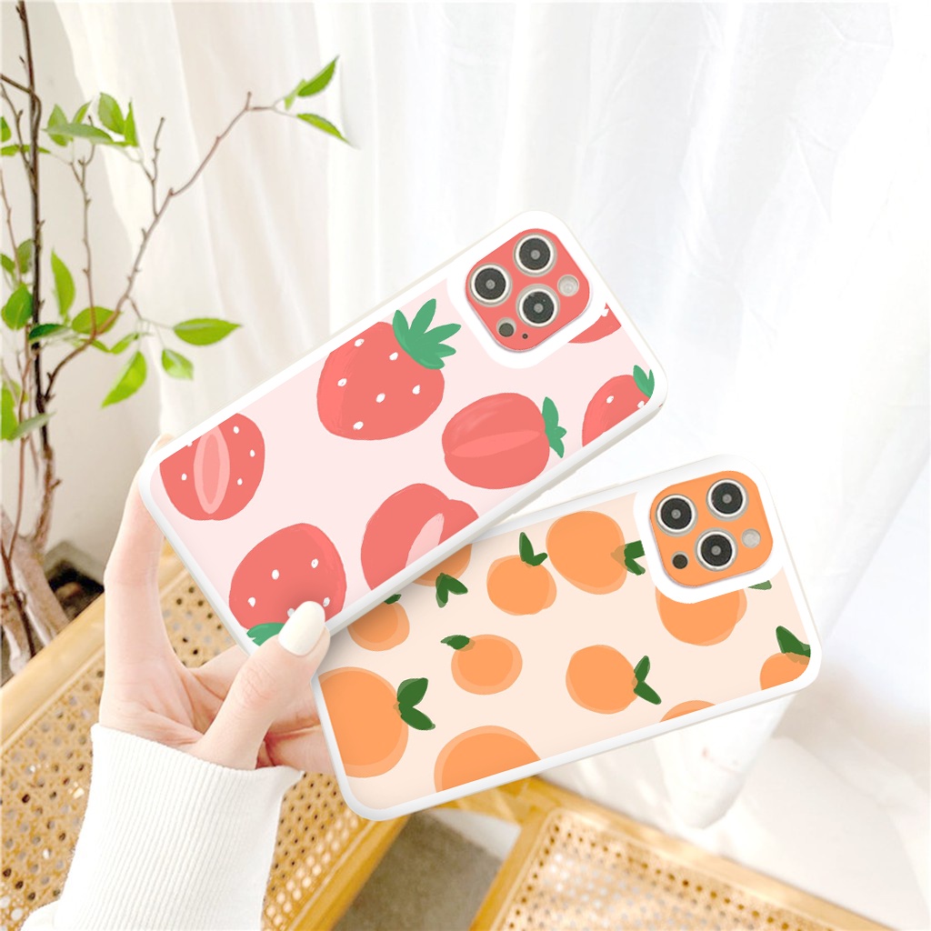 Ốp iphone - Ốp lưng iphone cạnh vuông viền camera Tranh vẽ quả dành cho ip 6 đến 14promax - ng033