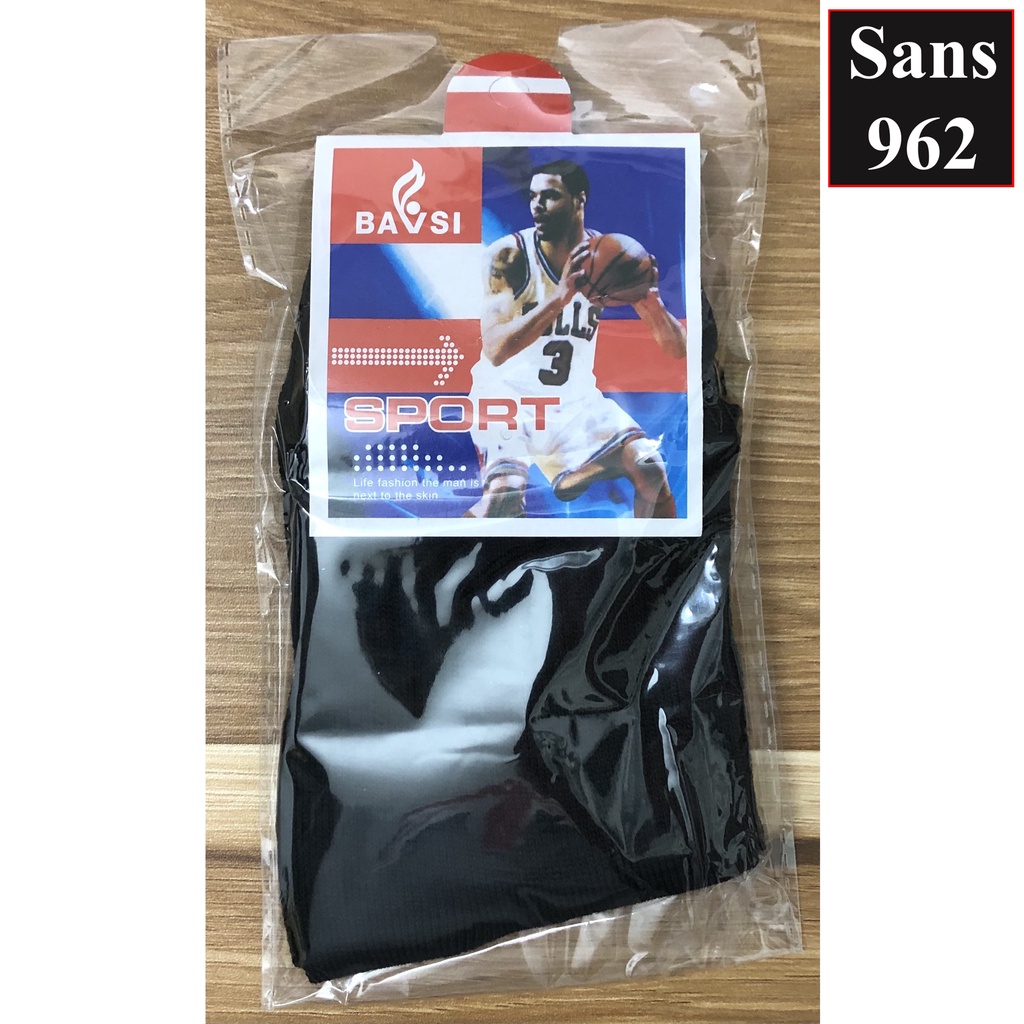 Tất vớ nam cổ cao trung trơn Sans962 basic cotton xịn mỏng mát thoáng khí khử mùi đen trắng xám thời trang công sở
